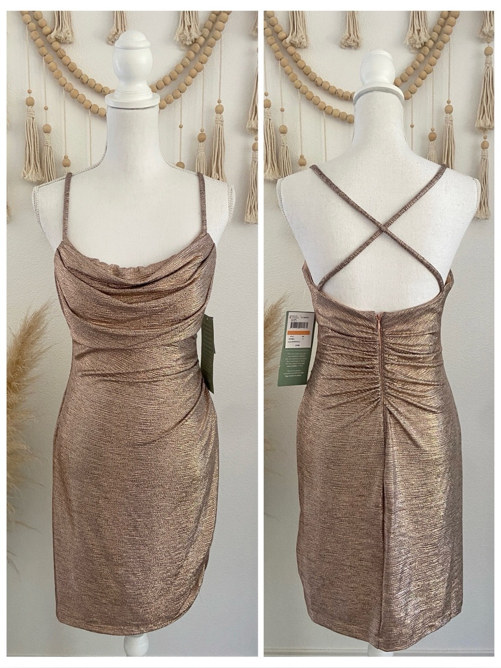 Morgan & Co. Rose Gold special occasion dress homecoming strappy cross back 7